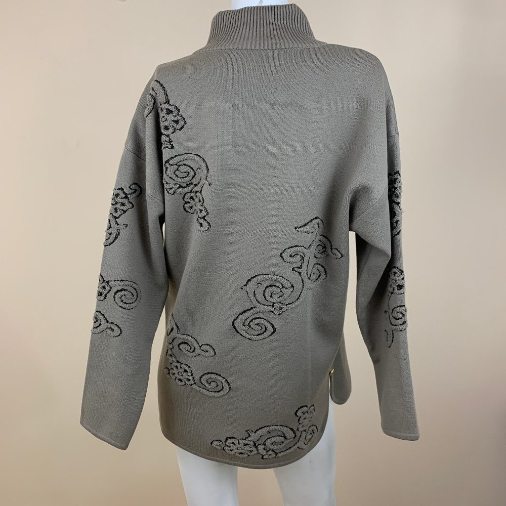 Escada Wool Taupe Textured Patterned Sweater - image 4